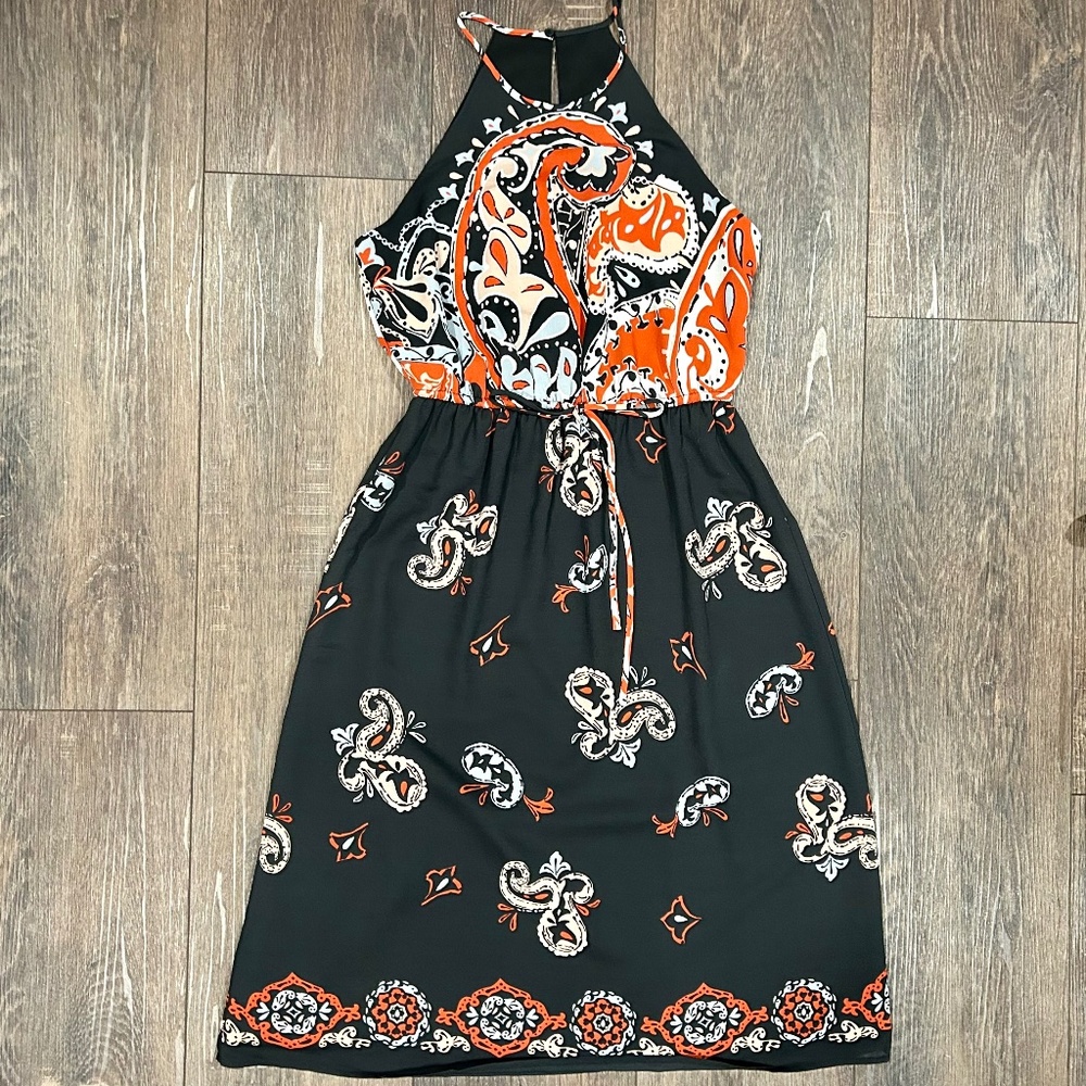 🦋 LOFT sunset paisley halter dress, size small